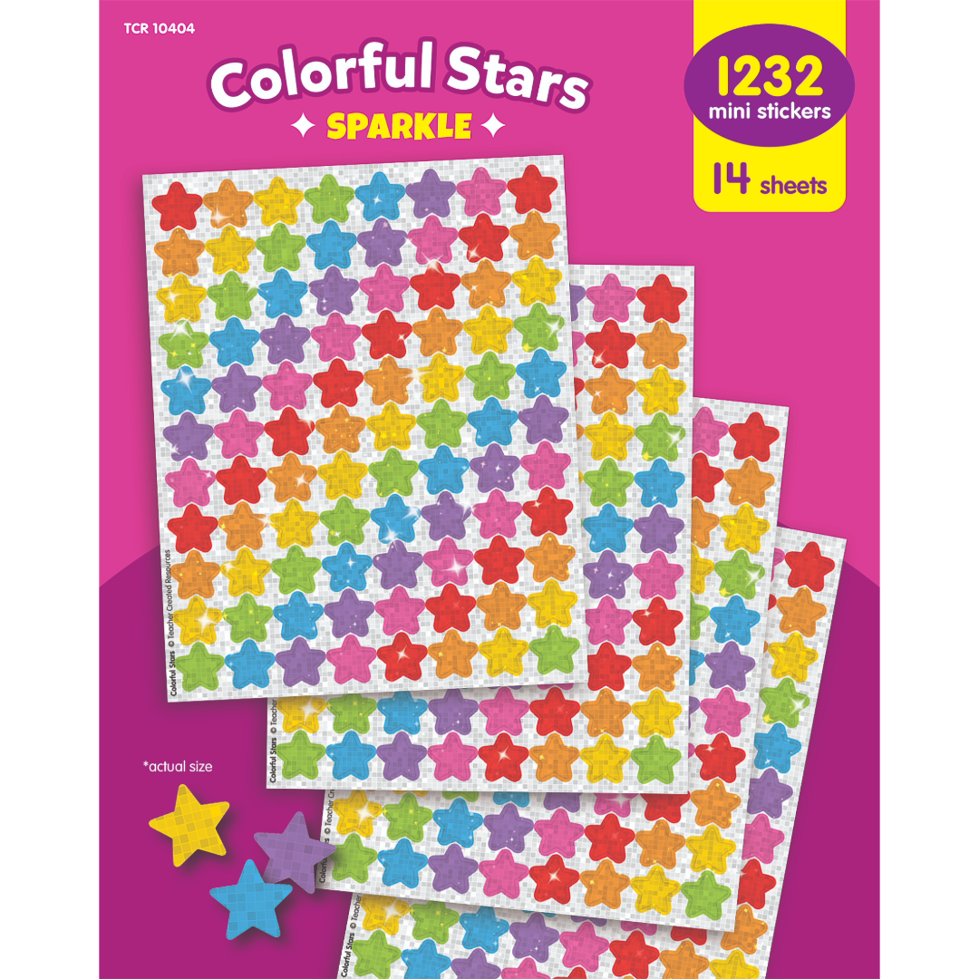 Colorful Stars Sparkle Mini Stickers Value Pack