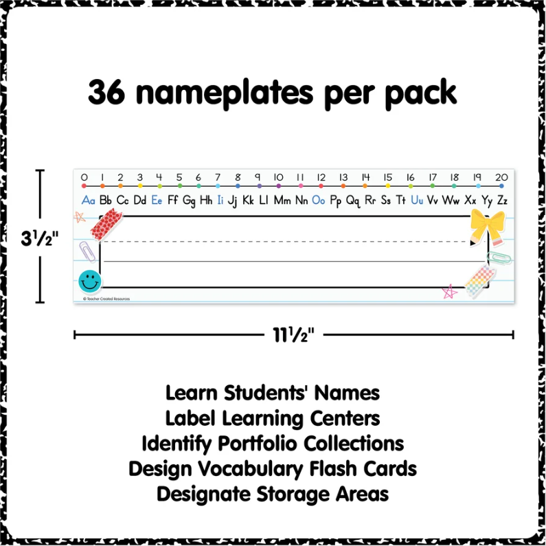 Cool for School Alphabet Flat Name Plates