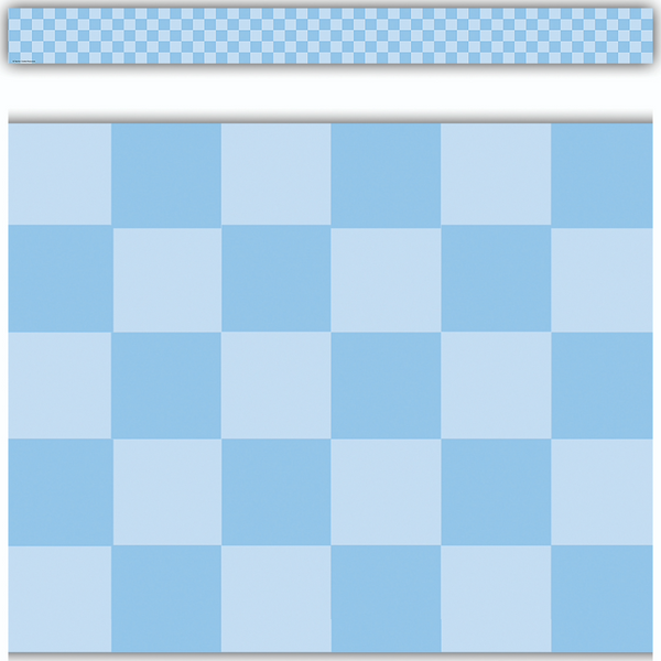 Cool for School Blue Checkers Straight Rolled Border Trim