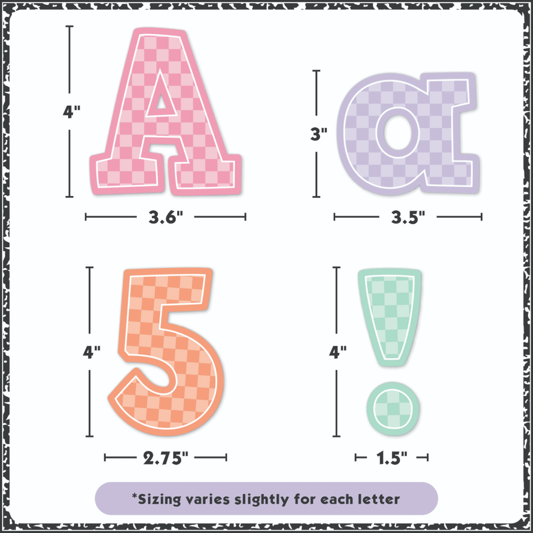 Cool for School Checkers 4in Bold Block Letters Combo Pack