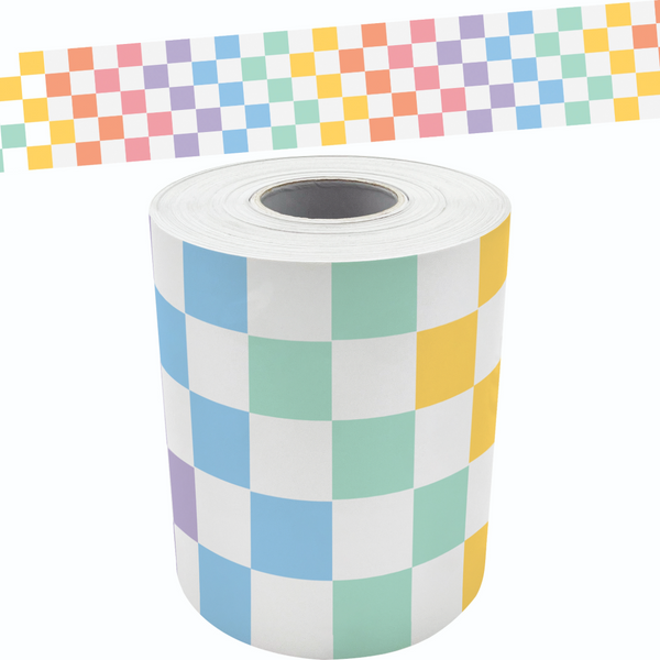 Cool for School Checkers Straight Rolled Border Trim