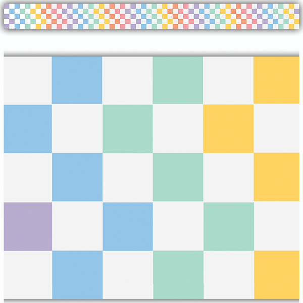 Cool for School Checkers Straight Rolled Border Trim