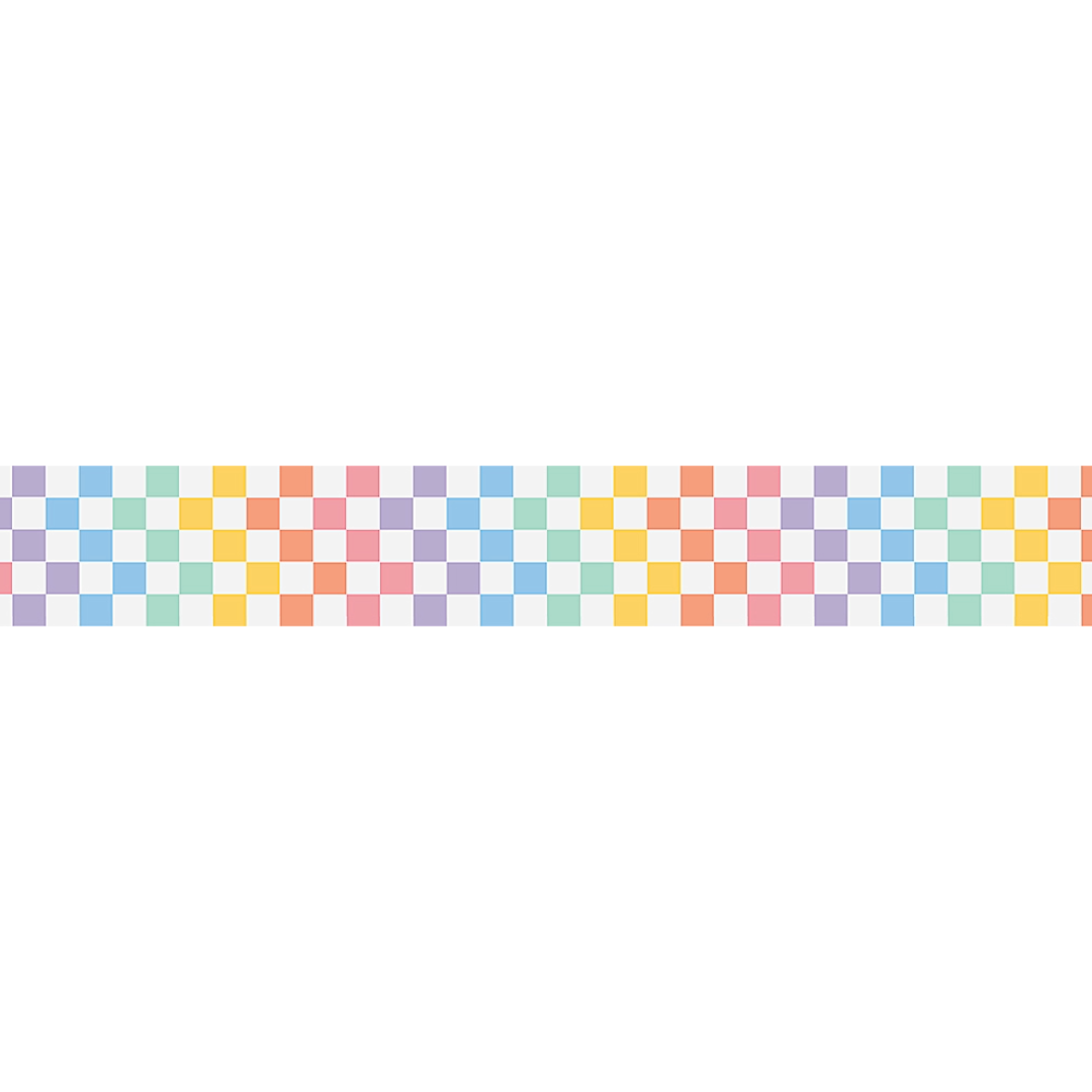 Cool for School Checkers Straight Rolled Border Trim