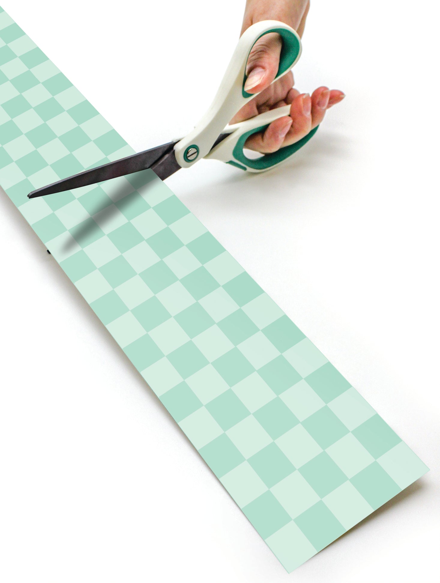 Cool for School Green Checkers Straight Rolled Border Trim