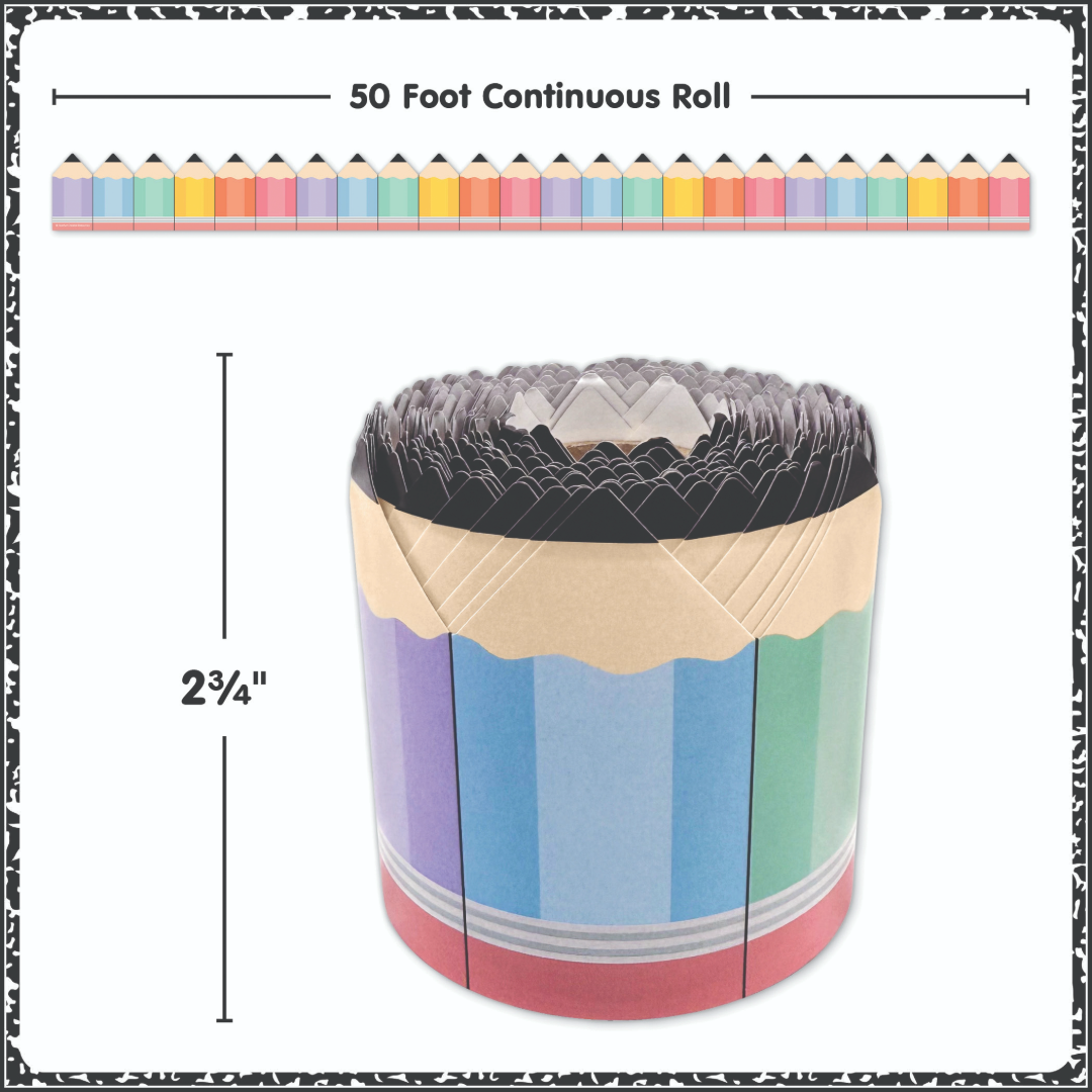 Cool for School Pencils Die-Cut Rolled Border Trim
