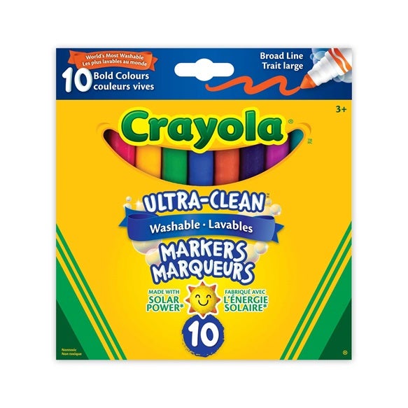 Crayola Washable Ultra Clean Broad Line Markers Bold 10 ct