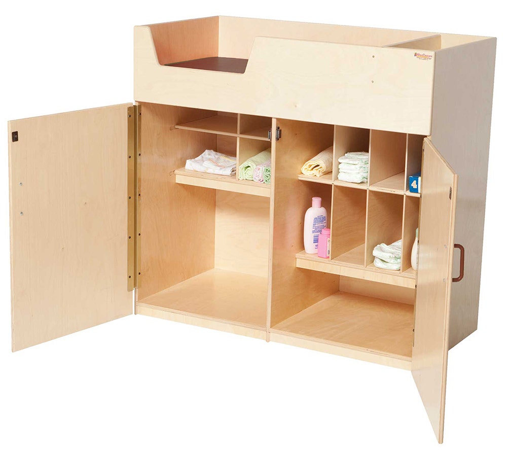 Deluxe Infant Care Center- Brown cushion and door pulls