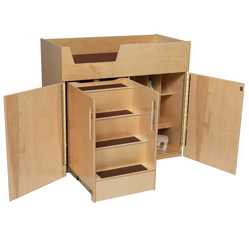 Deluxe Changing Table with Safety Steps Left Side Stairs Bro