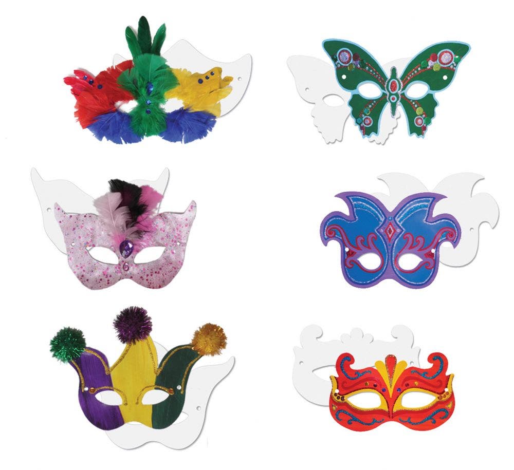 Die Cut Mardi Gras Masks Pack of 24