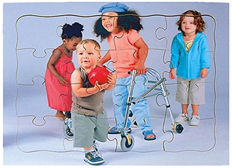Diversity & Inclusion 4 Puzzle Set includes: Friends Red Bal