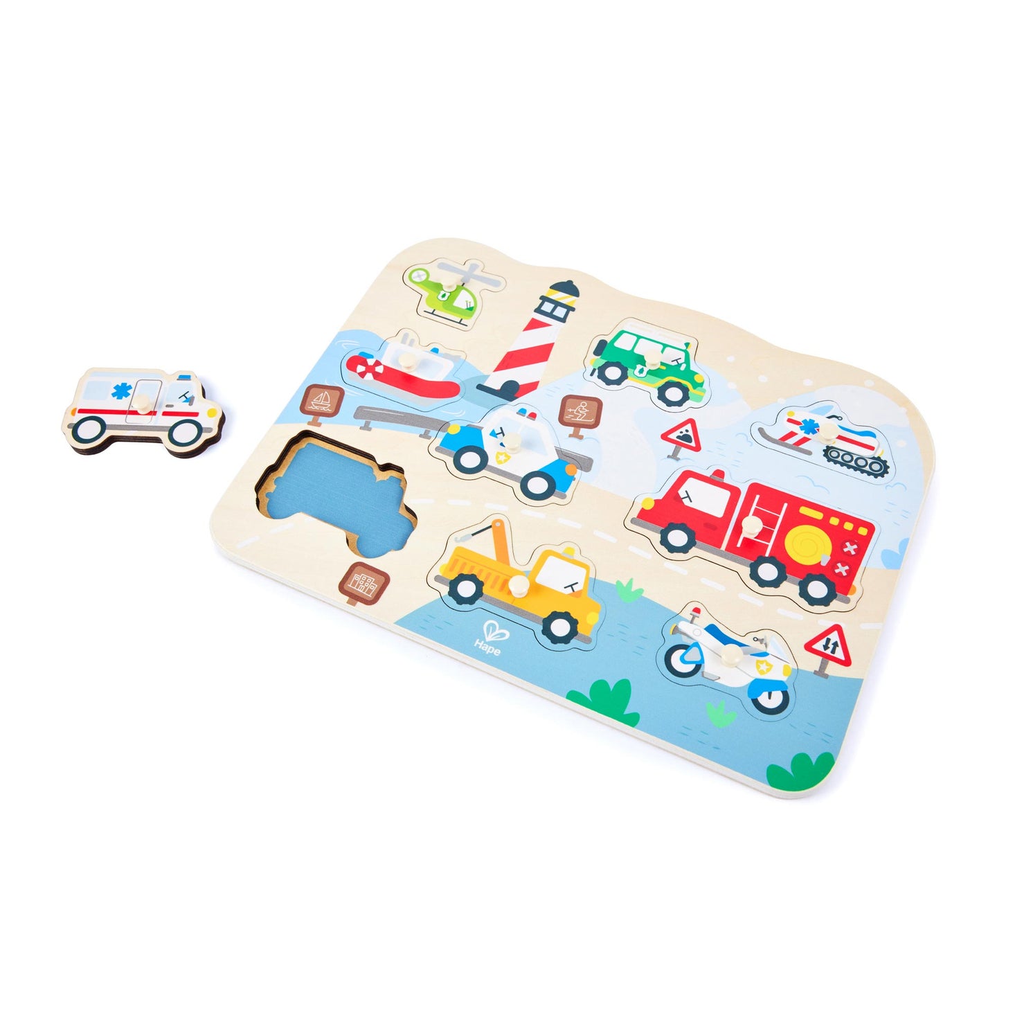 Emergency Vehicles Peg Puzzle