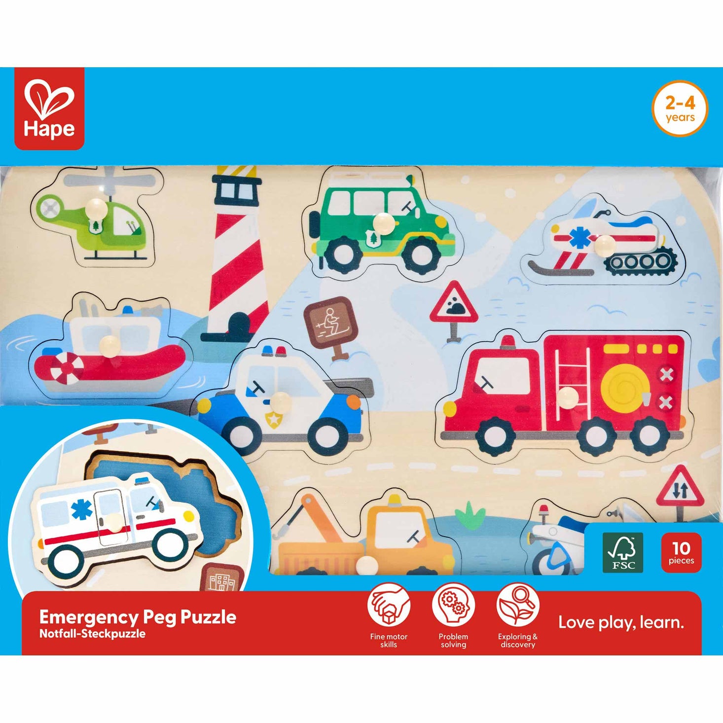 Emergency Vehicles Peg Puzzle