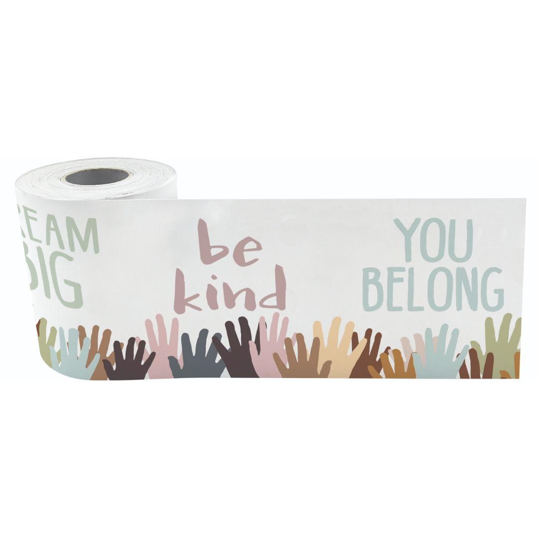 Everyone is Welcome Helping Hands Straight Rolled Border Trim