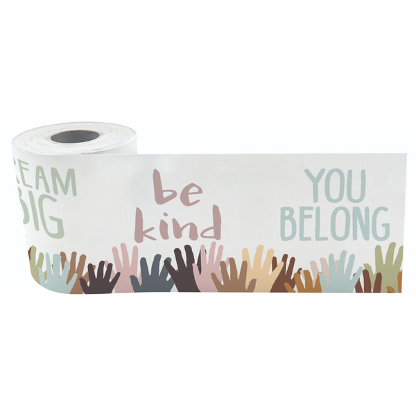Everyone is Welcome Helping Hands Straight Rolled Border Trim