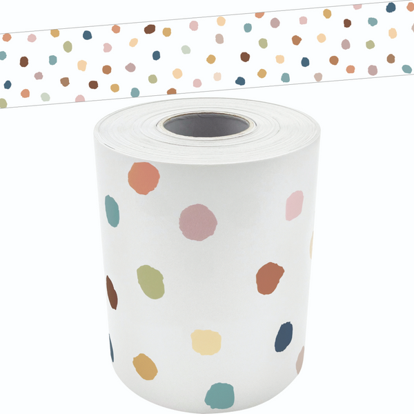 Everyone is Welcome Painted Dots Straight Rolled Border Trim