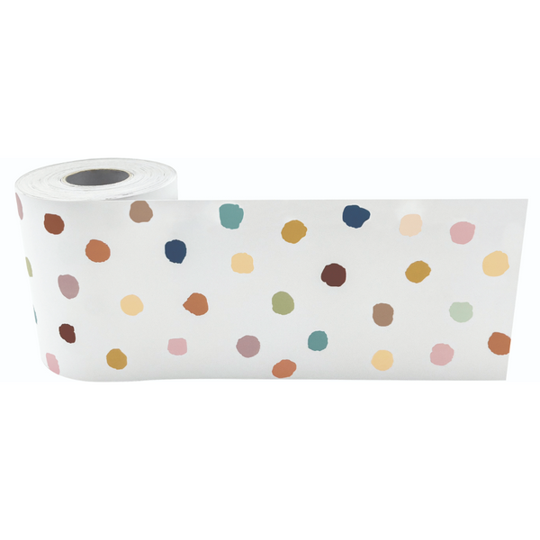 Everyone is Welcome Painted Dots Straight Rolled Border Trim