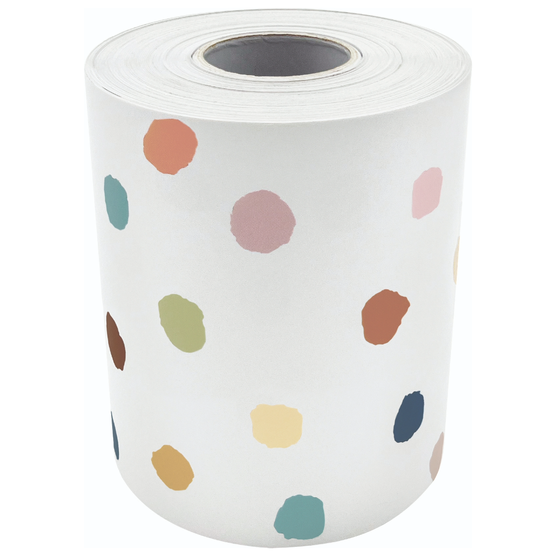 Everyone is Welcome Painted Dots Straight Rolled Border Trim