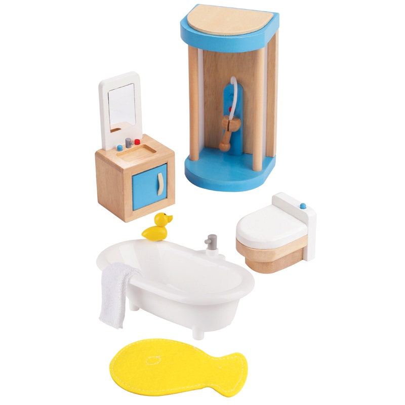 Wooden Dollhouse Furniture Family Bathroom by Hape