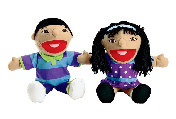 Girl Boy Puppet Pair Asian 13H