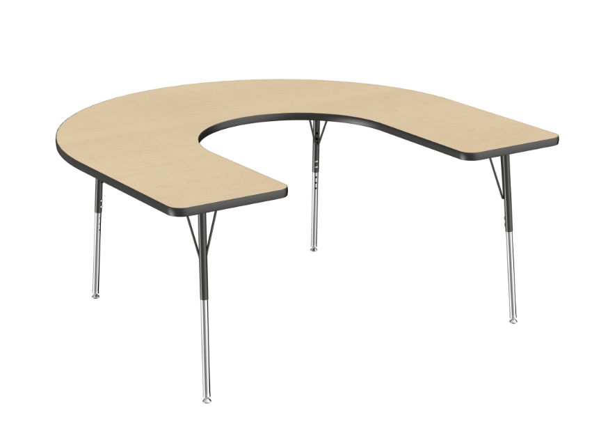 Horseshoe Maple/Black Activity Table with Standard or Chunky Adjustable Legs