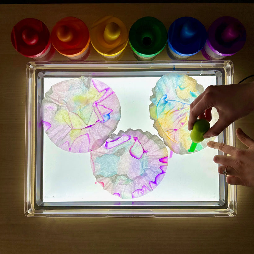 Watercolour Coffee Filter Painting on the Light Panel