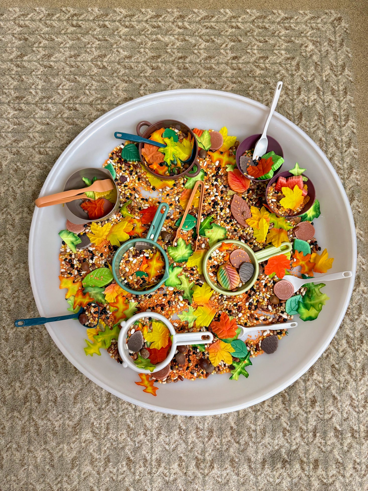 Sensory Play Stones Leaves