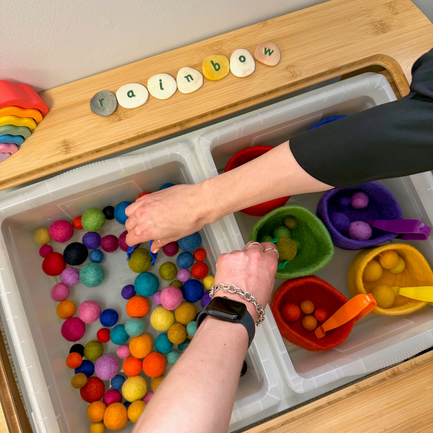 Rainbow Felt Bowls and Balls