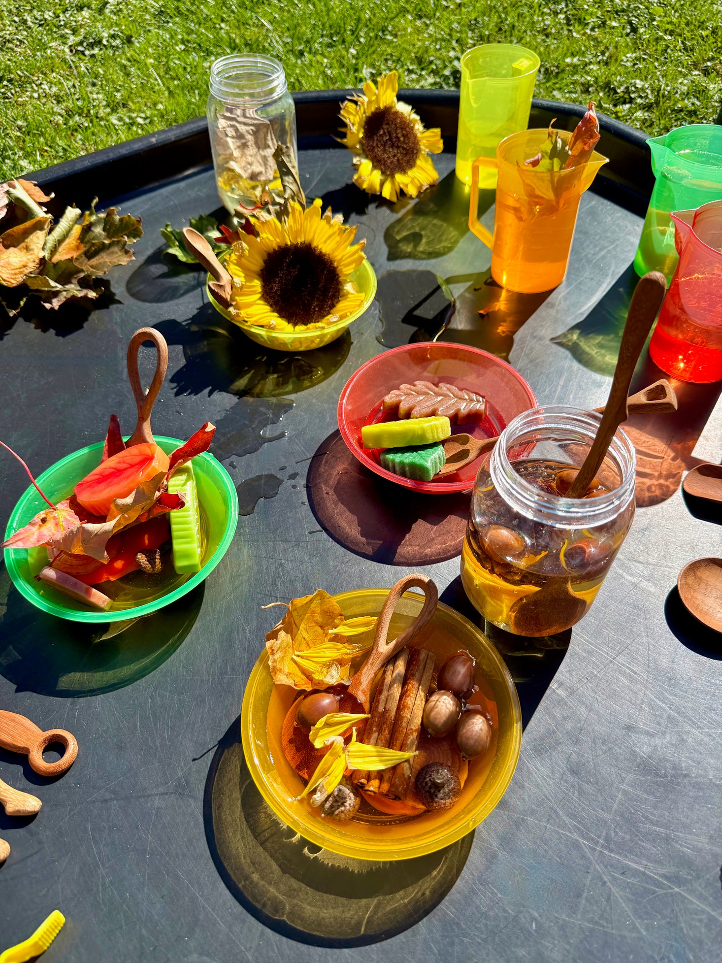 Sensory Play Stones Leaves