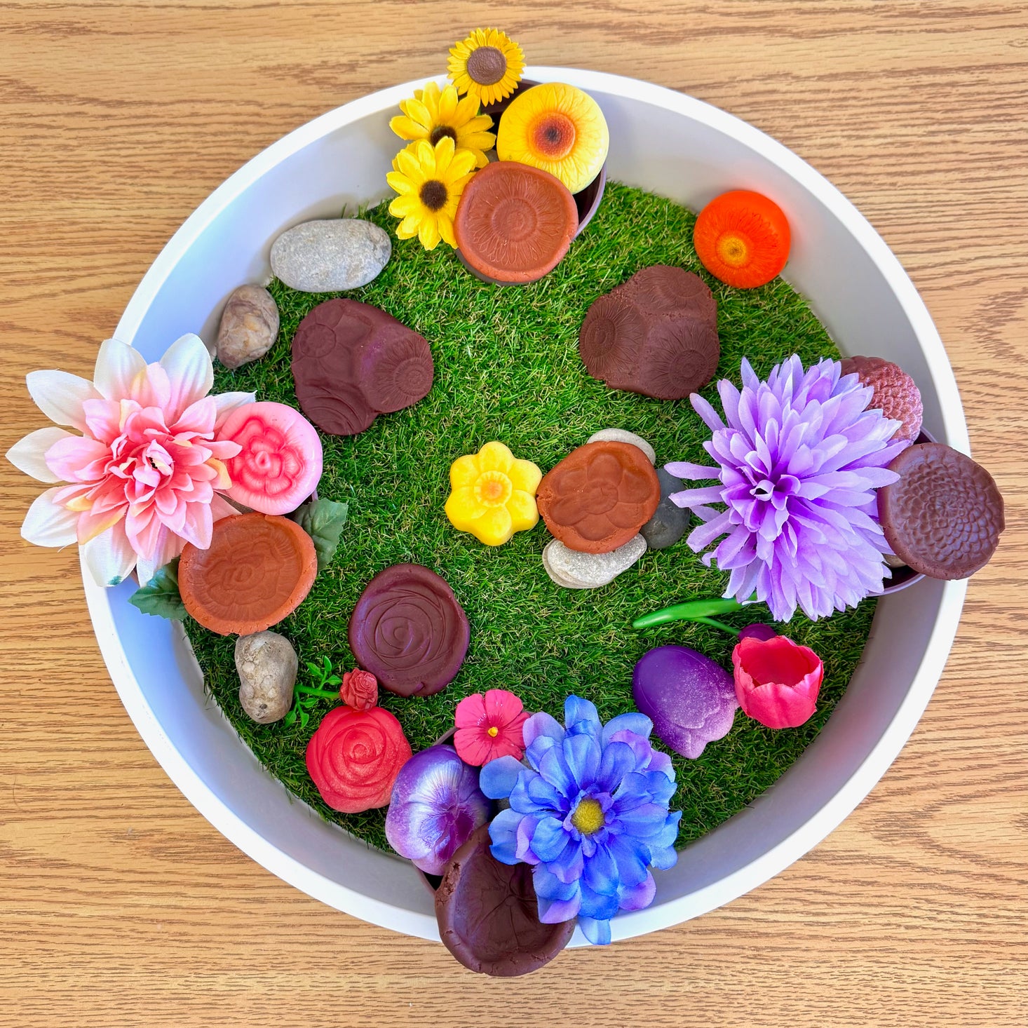 Sensory Play Flowers Stones