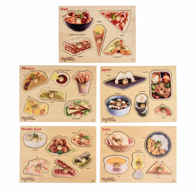 Knob Food Puzzles Set of 5