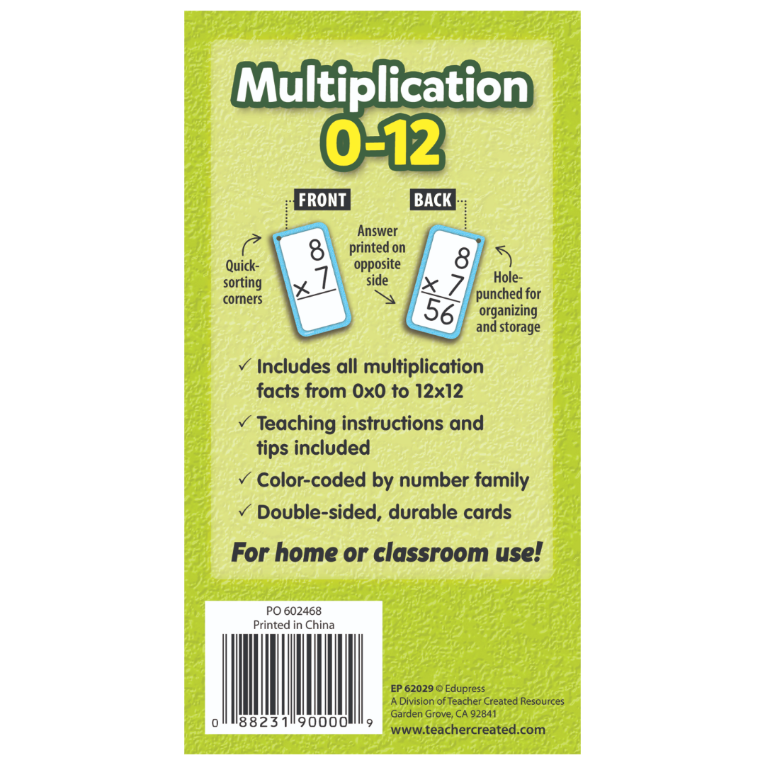 Multiplication Flash Cards All Facts 0–12