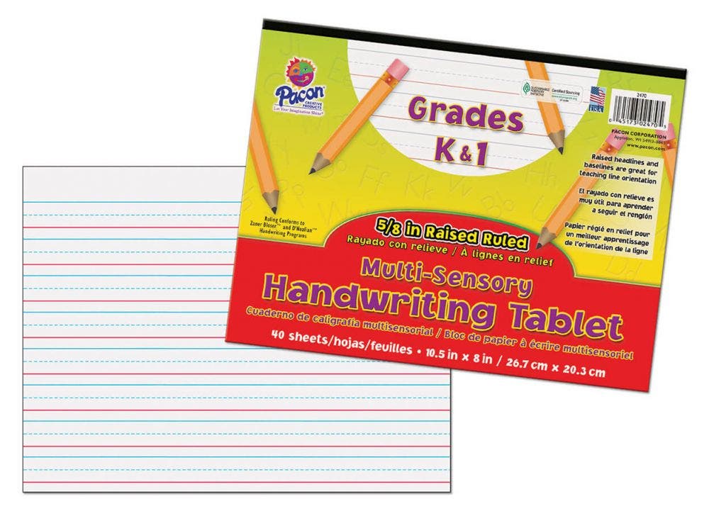 Multi-sensory Raised Ruled Handwriting Tablet