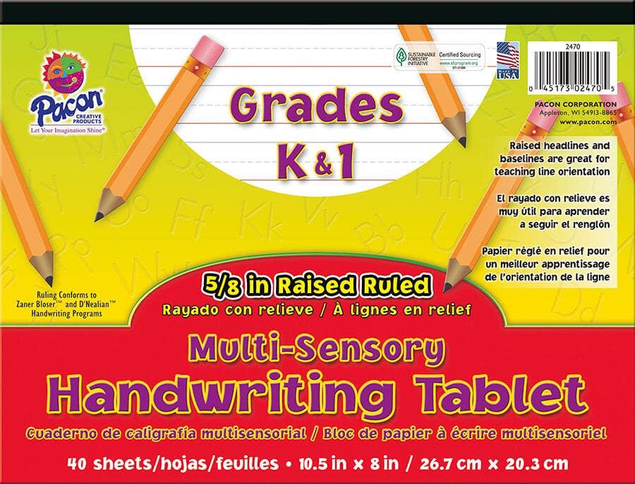 Multi-sensory Raised Ruled Handwriting Tablet