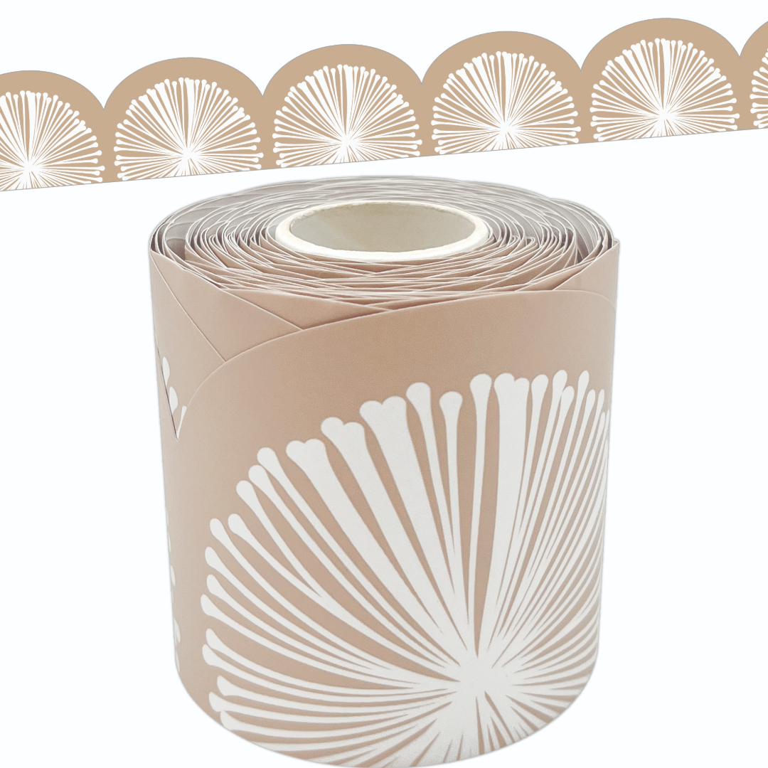 Natural Poms Scalloped Die-Cut Rolled Border Trim