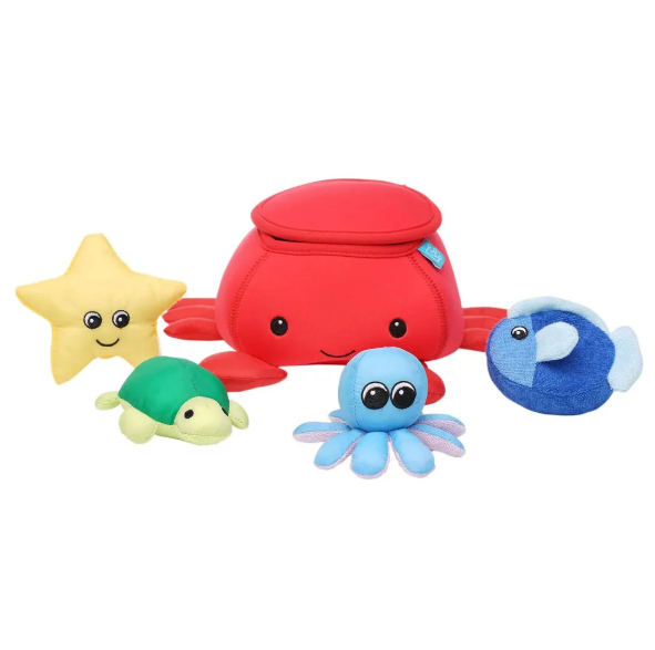 Neoprene Crab 5pc SpillnFill Bath Toy