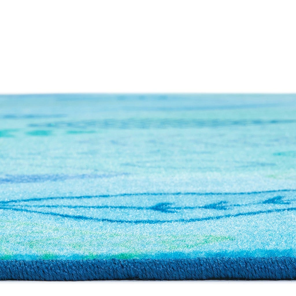 Peaceful Spaces Leaf Rectangle Blue Carpet 6ft x 9ft