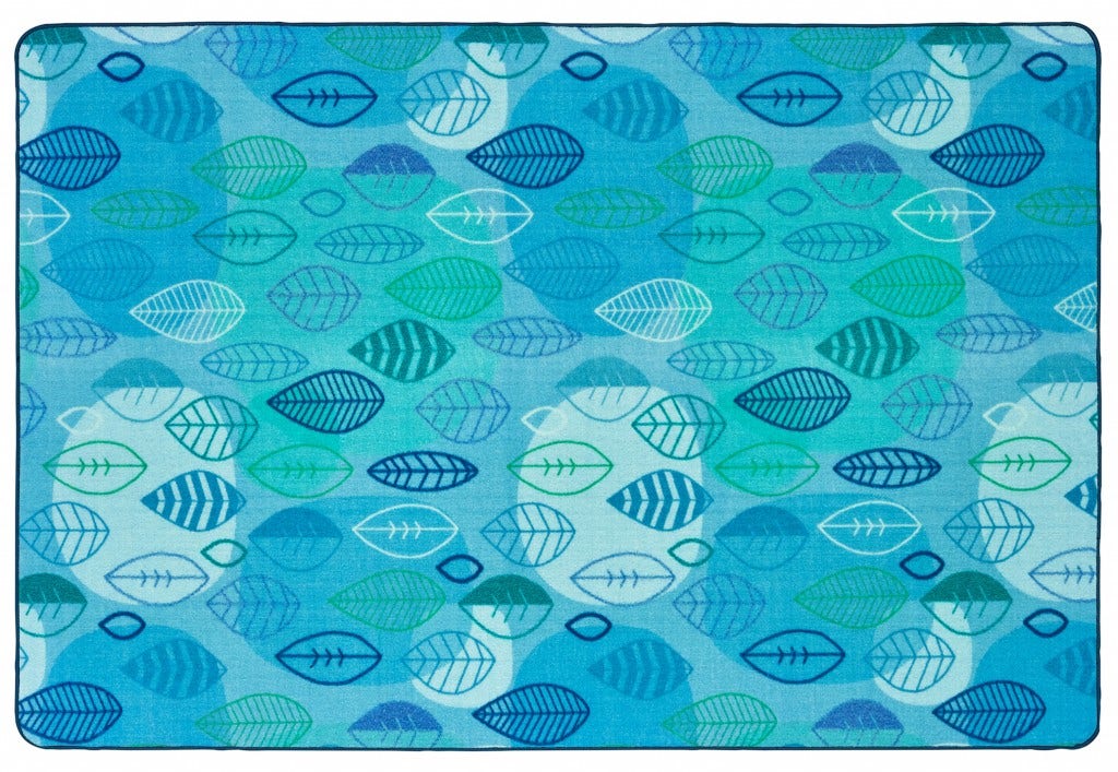 Peaceful Spaces Leaf Rectangle Blue Carpet 6ft x 9ft