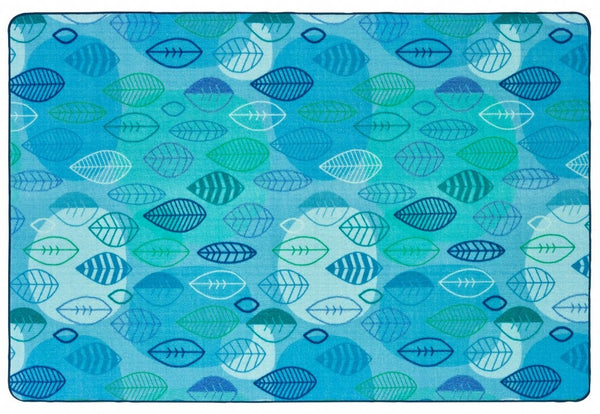 Peaceful Spaces Leaf Rectangle Blue Carpet 6ft x 9ft