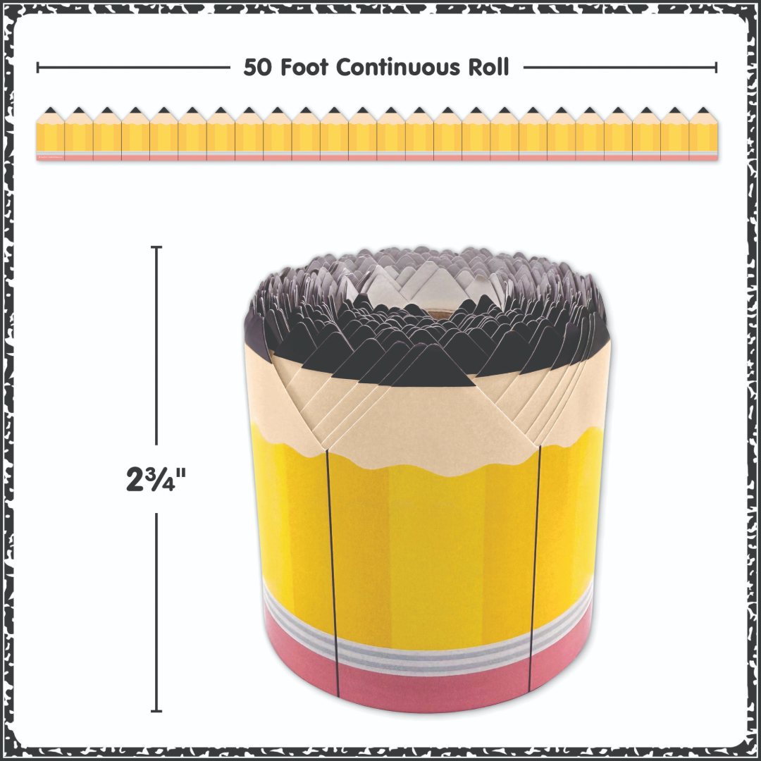 Pencils Die-Cut Rolled Border Trim