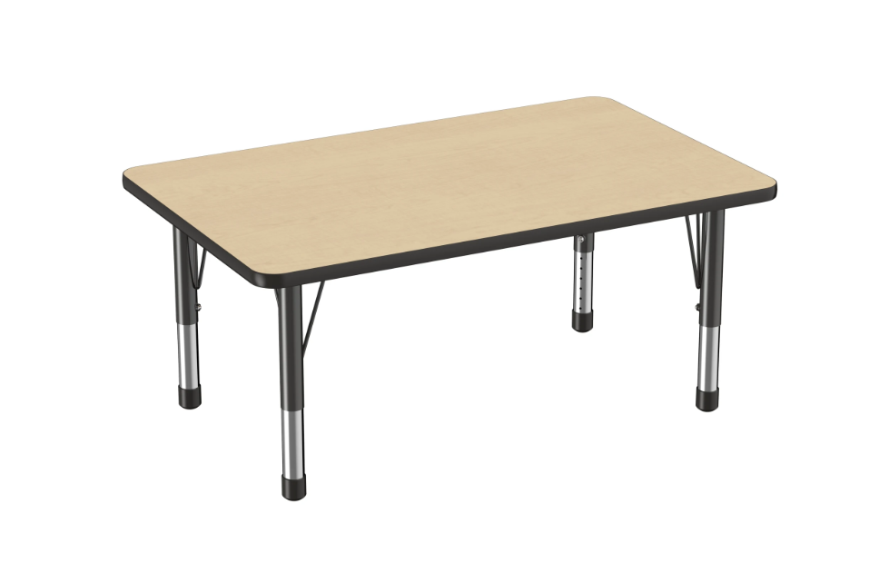 Rectangle Maple/Black Activity Table with Standard or Chunky Adjustable Legs