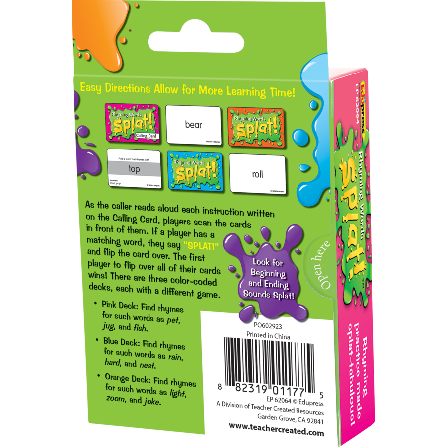 Rhyming Words Splat Game