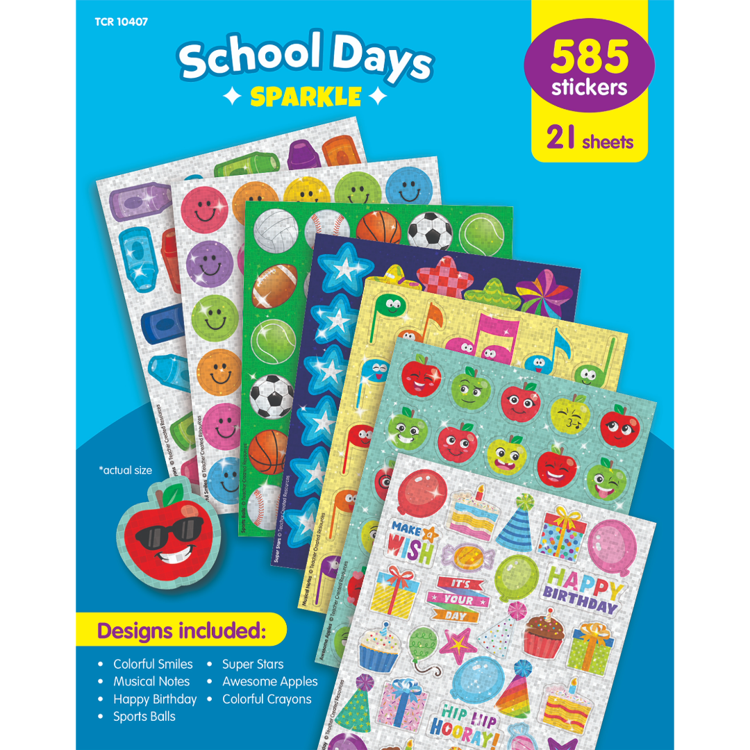 School Days Sparkle Stickers Variety Pack