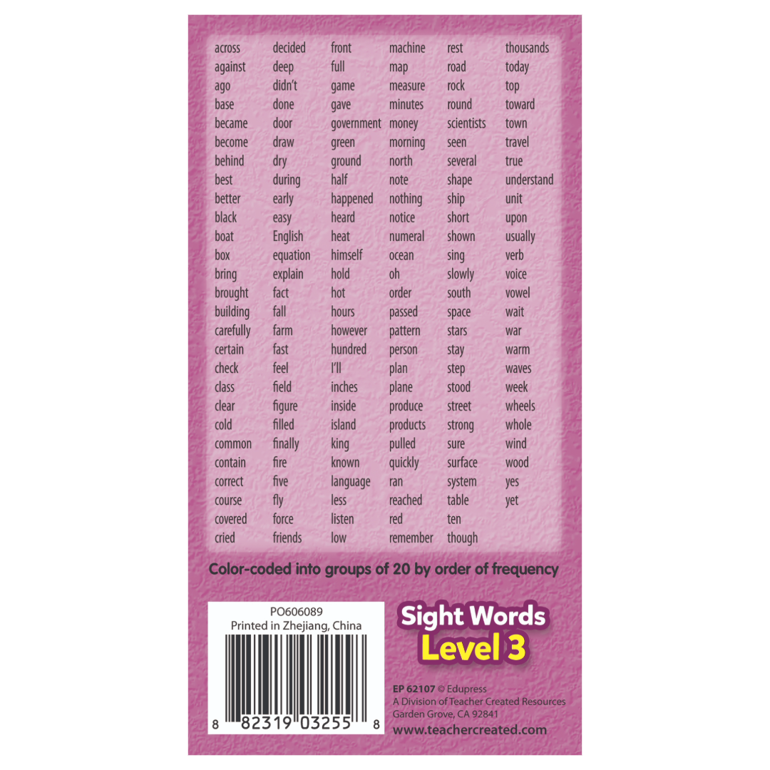 Sight Words Level 3 Flash Cards