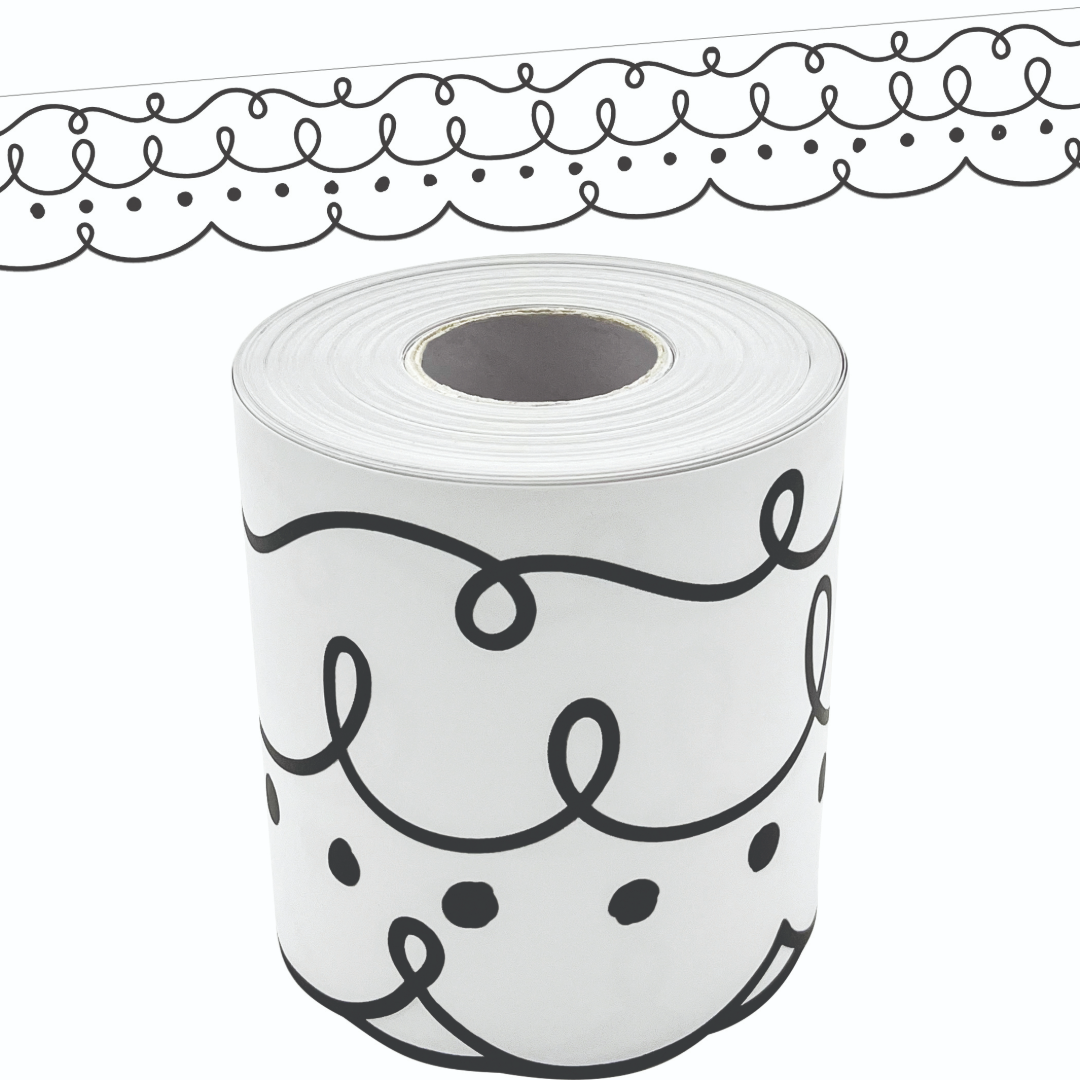 Squiggles and Dots Die-Cut Rolled Border Trim