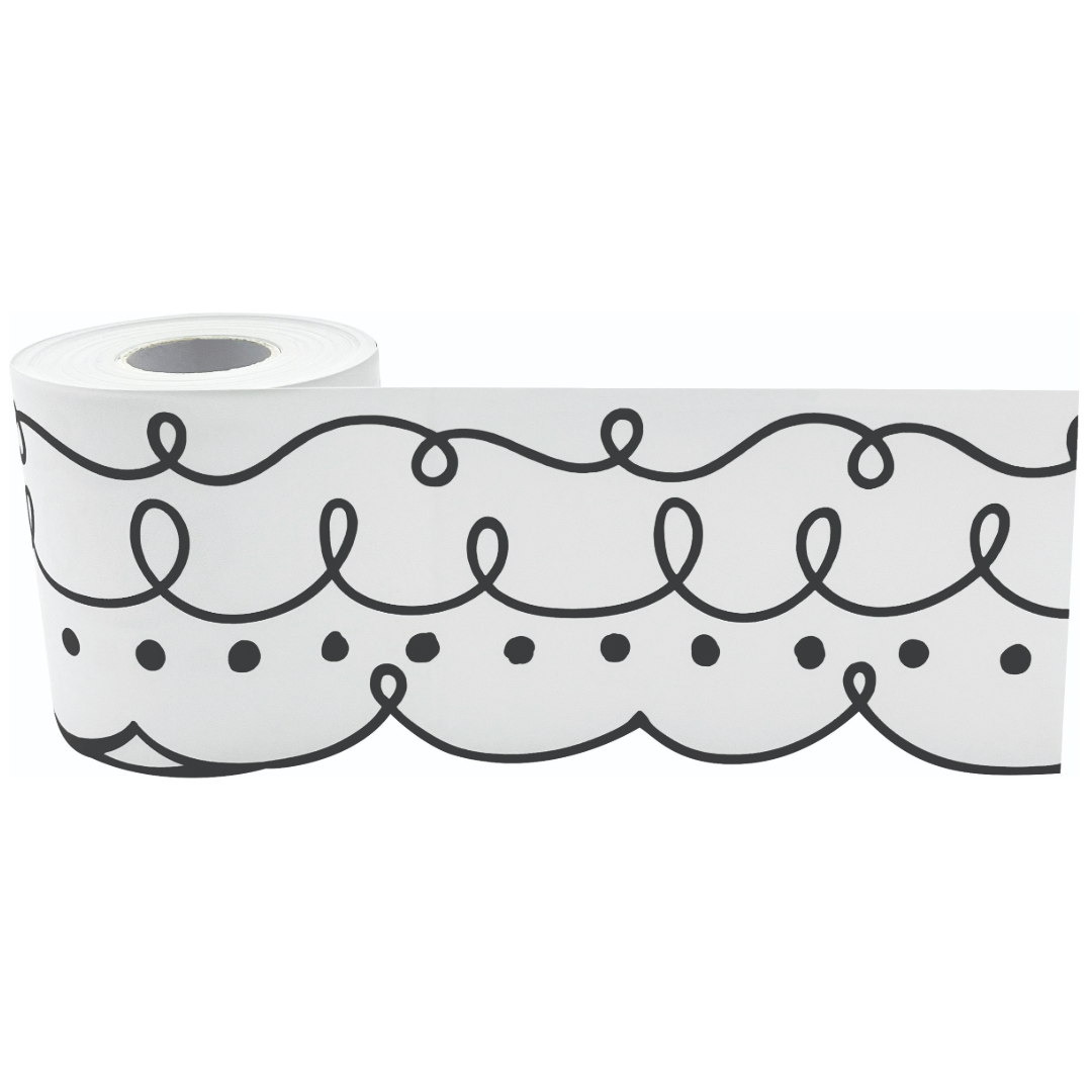 Squiggles and Dots Die-Cut Rolled Border Trim