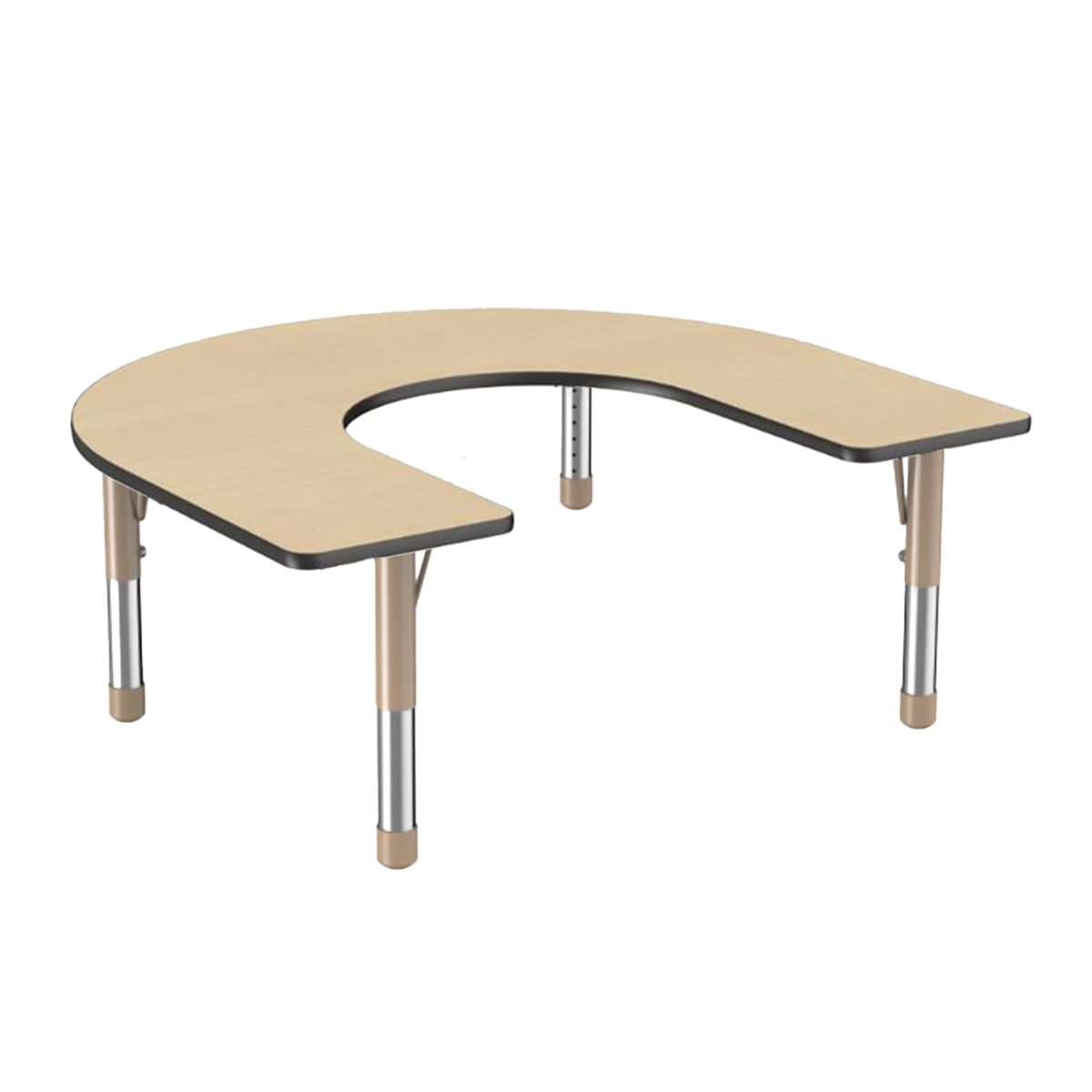 Horseshoe Maple/Black Activity Table with Standard or Chunky Adjustable Legs