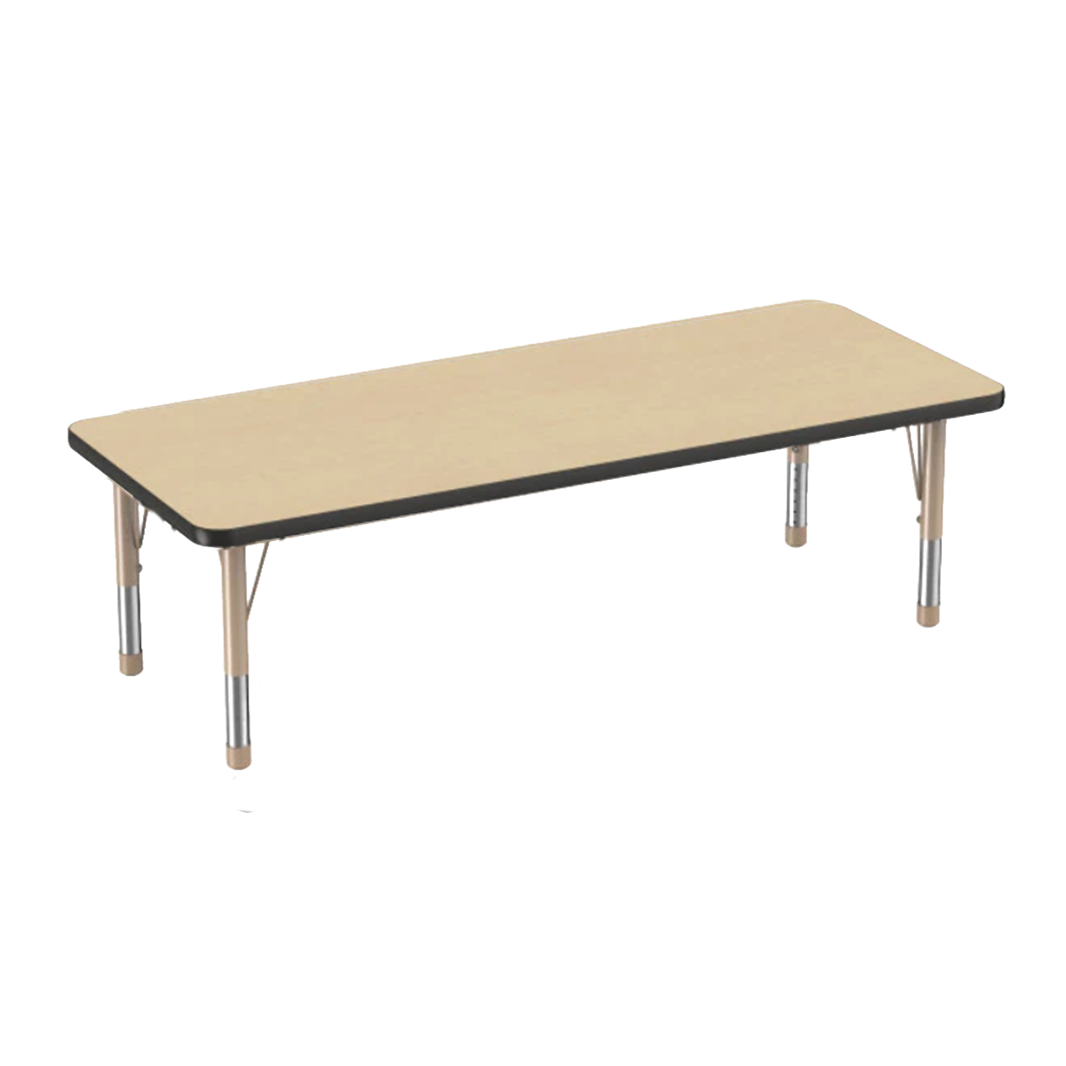 Rectangle Maple/Black Activity Table with Standard or Chunky Adjustable Legs