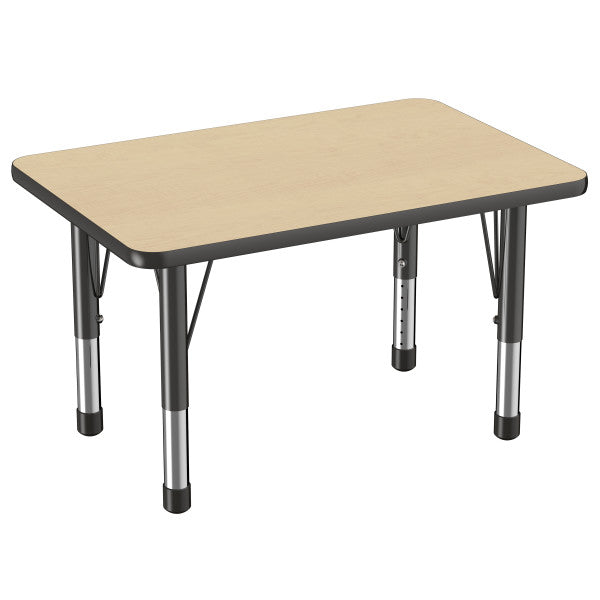 Rectangle Maple/Black Activity Table with Standard or Chunky Adjustable Legs