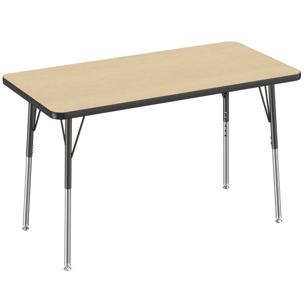 Rectangle Maple/Black Activity Table with Standard or Chunky Adjustable Legs