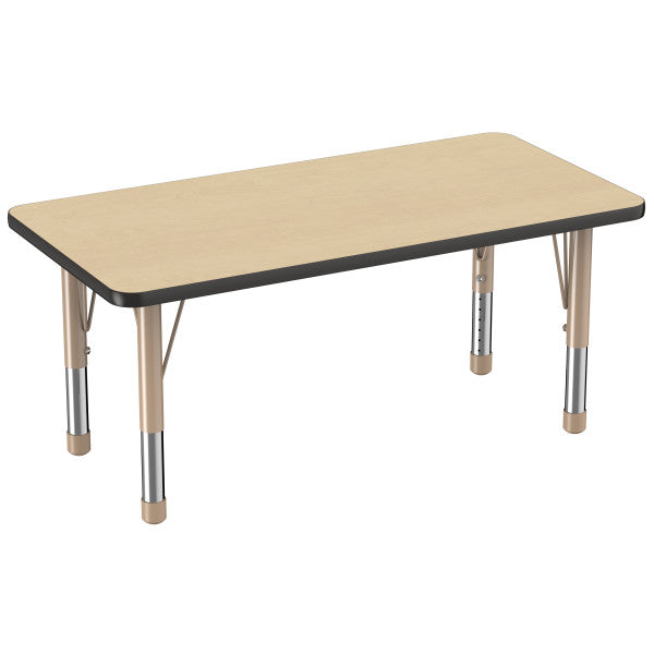 Rectangle Maple/Black Activity Table with Standard or Chunky Adjustable Legs